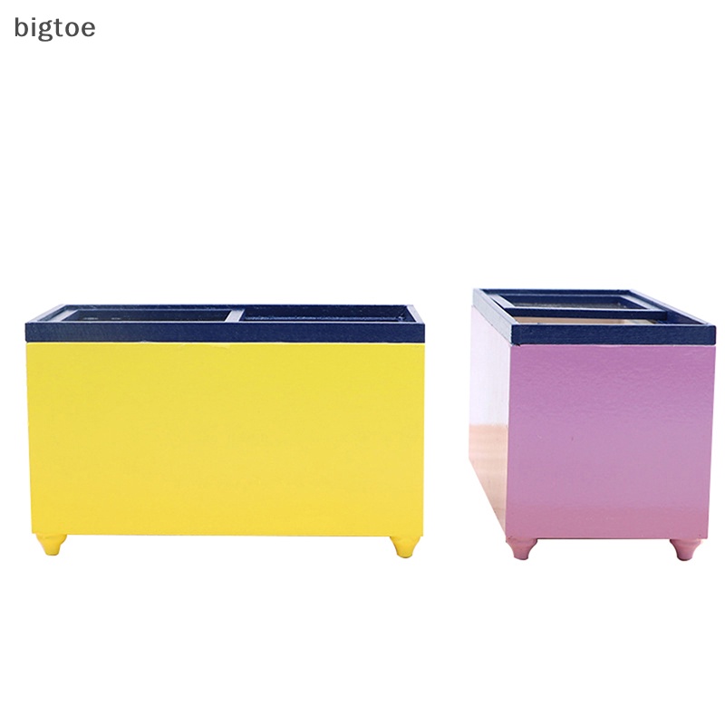 Bigtoe 1:12 dollhouse mini empty freezer tủ lạnh ngang nội thất trang trí đồ chơi boutique