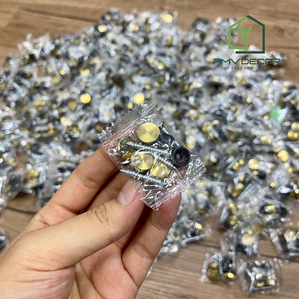 COMBO 4 CHIẾC VÍT + NẮP CHỤP VÍT INOX 304 màu vàng. Size 12mm. VC-PMV88