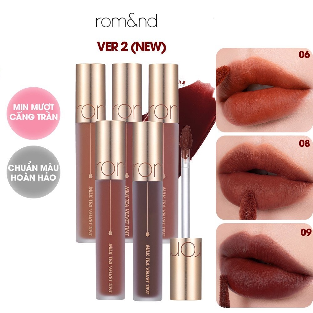 Son Kem Lì Hàn Quốc Mịn Mượt Như Nhung Romand Milk Tea Velvet Tint Ver 2 4.4g