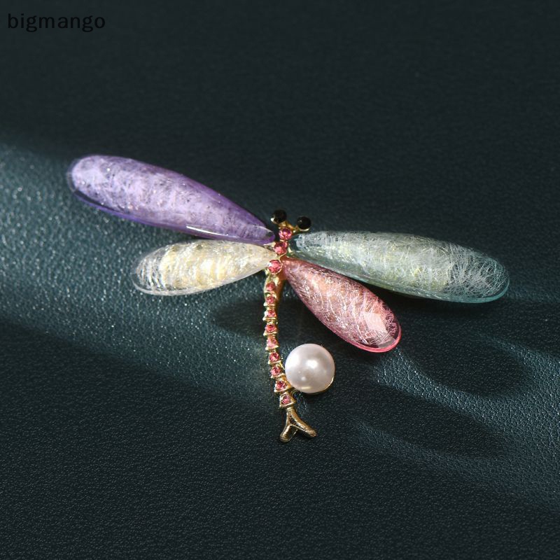 Bigmango sáng tạo côn trùng rhinestone trâm cài đầy màu sắc chuồn chuồn chuồn pha lê men trâm cài áo cho phụ nữ quần áo trang sức phụ kiện wed