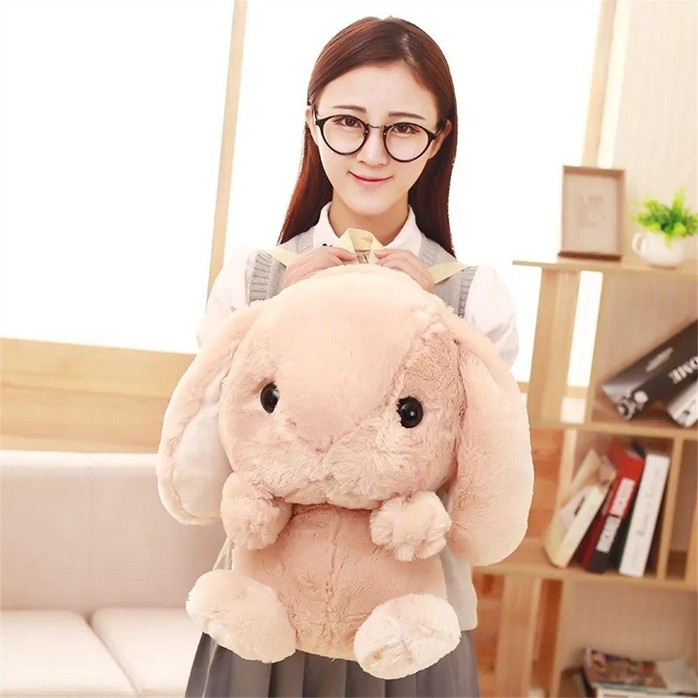 Mmluck rabbit plush bag, long ear plush toy bunny backpack, kawaii backpack messenger túi mềm ví tiền xu nhồi bông quà tặng cô gái