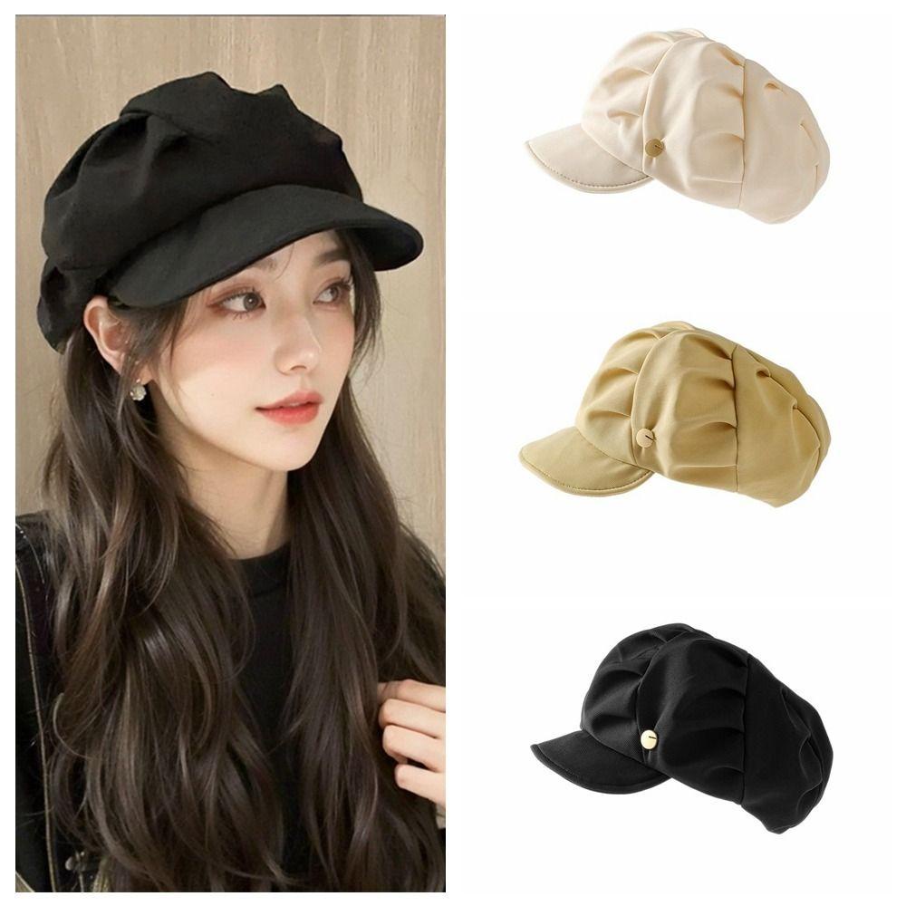 Oceanmap mũ beret xếp ly, mũ newsboy harajuku, mũ nghệ sĩ có đỉnh cao cổ điển y2k driving