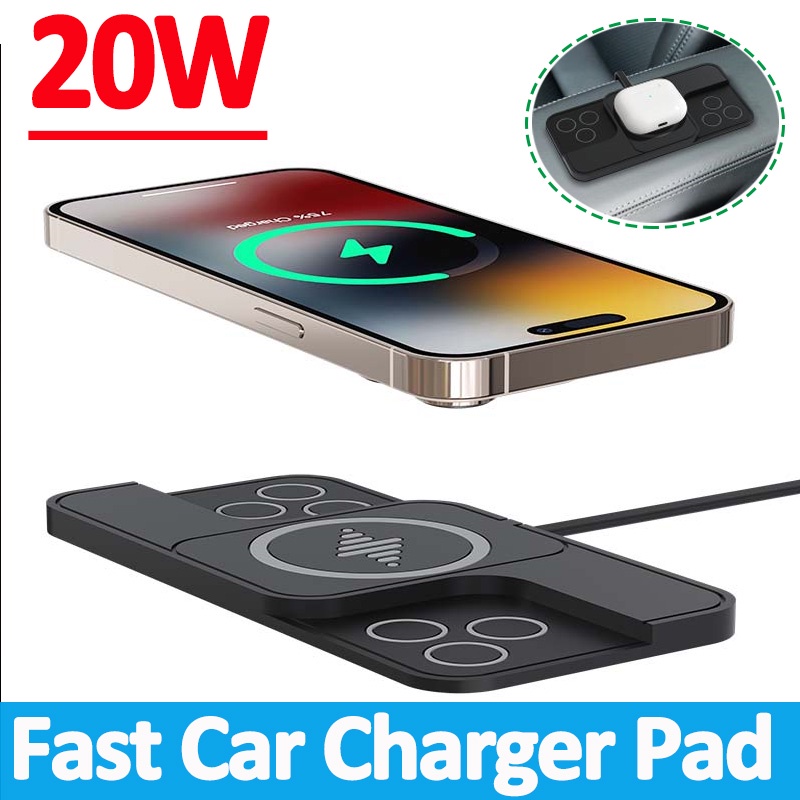 Đế sạc không dây 20w trên ô tô đế sạc không dây cho iphone 14 13 12 11 samsung xiaomi airpods đế sạc điện thoại nhanh trên ô tô