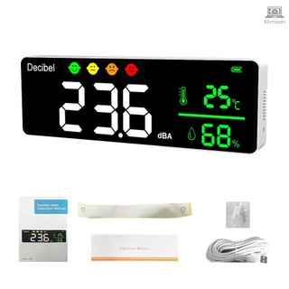 Noise Measuring Instrument Digital Decibel Sound Meter Temperature Meter Humidity Meter 3-in-1 Detector Indoor Wall Mounted Large Screen Tester