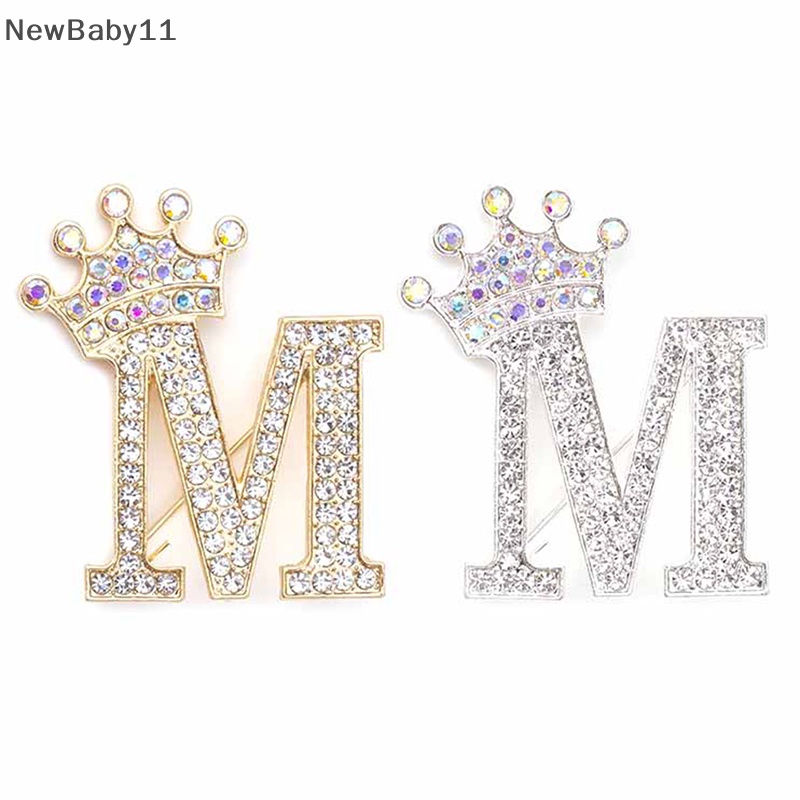 Newbaby fashion crown 26 chữ cái đầu tiên a đến z crystal rhinestone ghim trâm cho phụ nữ váy cưới ve áo cổ áo ghim trang sức.