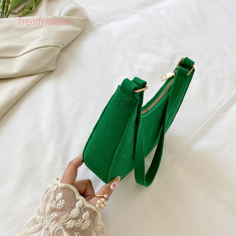 Thời trang nữ túi xách màu sắc đơn giản túi nhỏ dưới cánh tay nữ chuỗi màu xanh lá cây túi đeo vai bán chạy túi tote da nữ