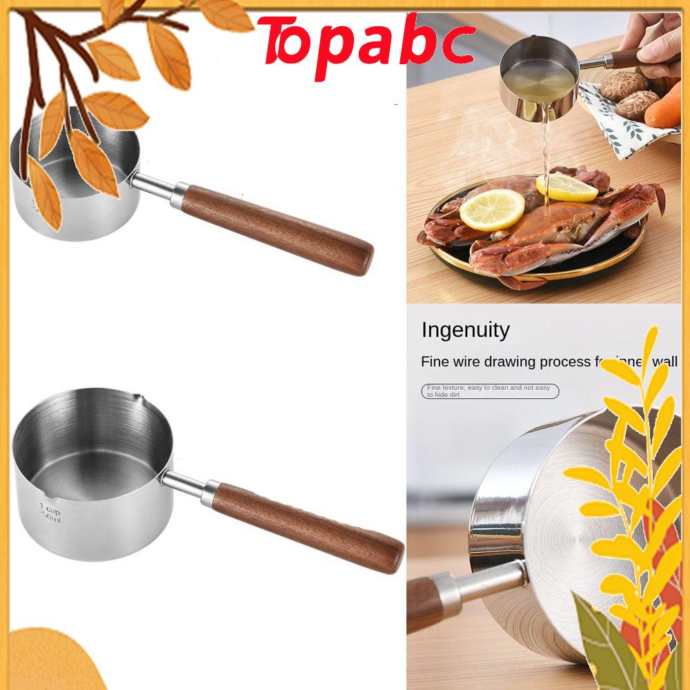 Nồi sữa hàng đầu, chảo dầu bằng thép không gỉ đa chức năng, hữu ích với tay cầm bằng gỗ dụng cụ chiên bơ sô cô la nhỏ chảo nấu chảy nhà bếp gia đình