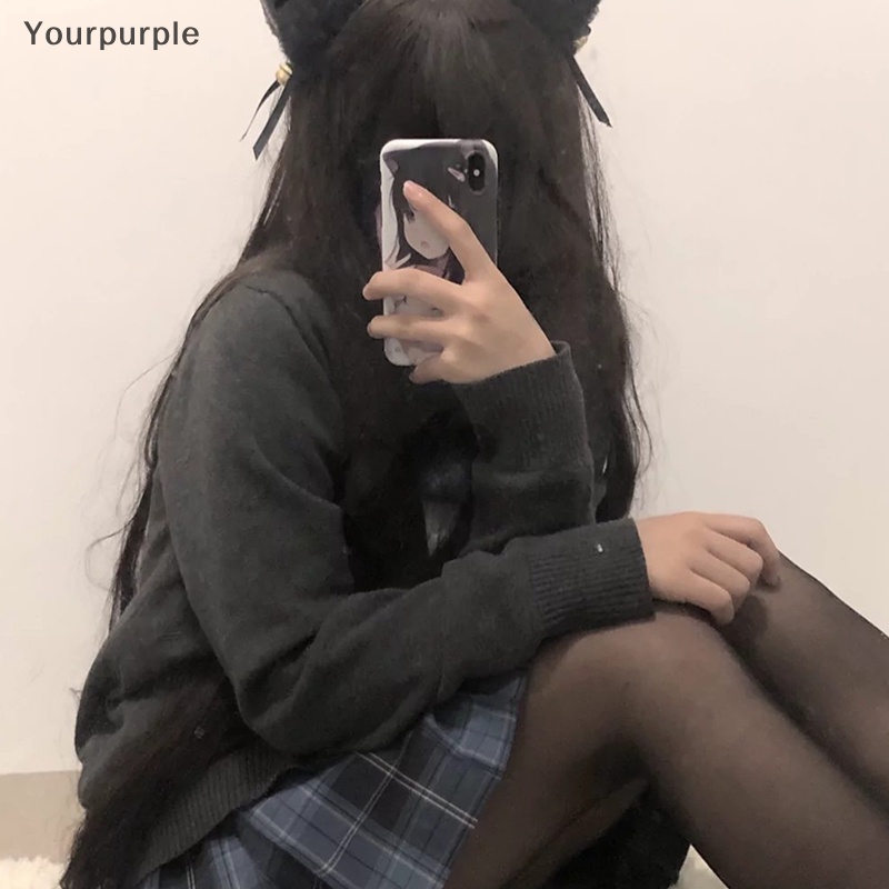 Yourpurple Maid phụ nữ ruffles ren Headband sang trọng Mèo Tai Ribbon chuông tóc Hoop cosplay VN