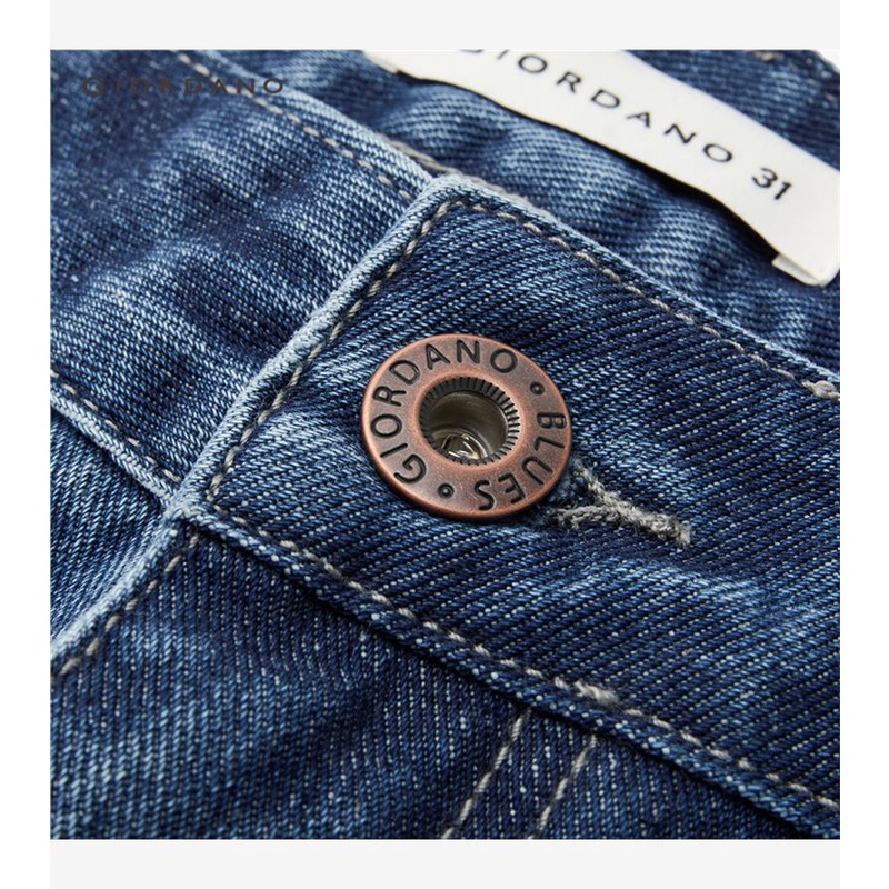 Quần denim GIORDANO 18113615 ống rộng phối 5 túi thời trang dành cho nam