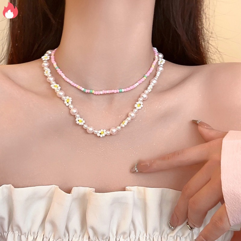 Phong cách bohemia lãng mạn bắt chước ngọc trai chuỗi cổ cổ điển acrylic đính cườm vòng cổ cho phụ nữ trang sức hợp thời trang đồ trang sức quyến rũ ryvn
