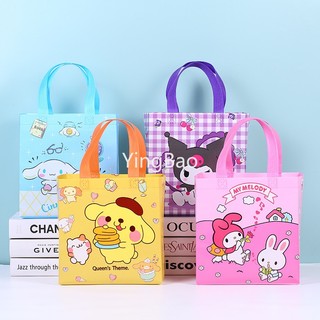 Phim hoạt hình chủ đề kuromi sanrio melody túi xách không dệt túi đeo vai dễ thương mua sắm quà tặng bao bì túi quà sinh nhật cho bé gái