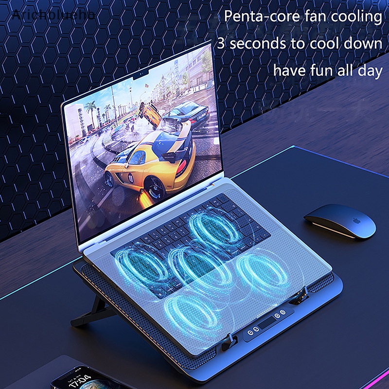 Đế làm mát máy tính xách tay tấm làm mát máy tính xách tay chơi game đế làm mát năm quạt hai cổng usb giá đỡ máy tính xách tay có thể điều chỉnh cho máy tính xách tay được bán
