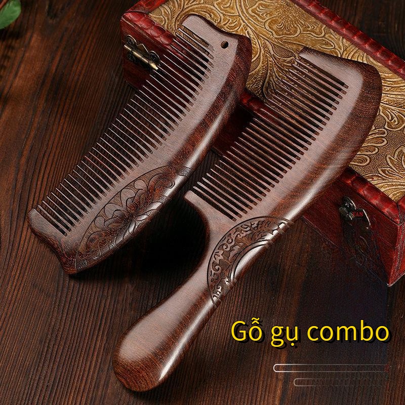 Lược gỗ đàn hương nữ mật độ lược răng chống tĩnh điện lược dài tóc mát xa cổ gỗ đào gia dụng househ