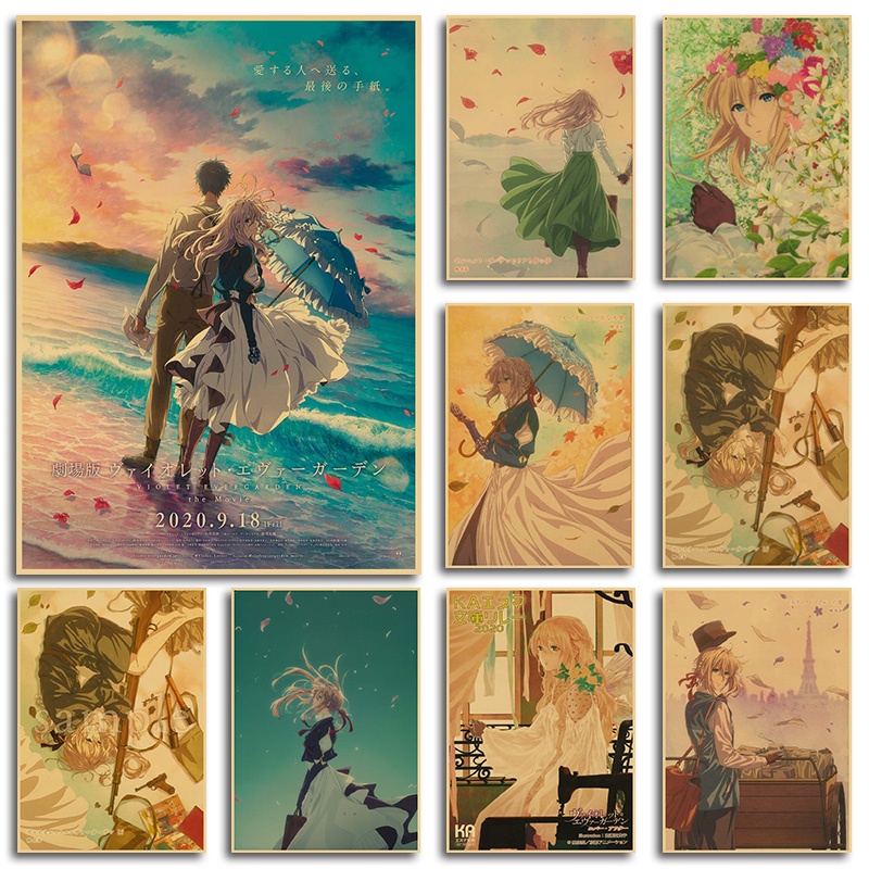 Cốt truyện cổ điển nhật bản phổ biến anime violet evergarden áp phích giấy kraft cổ điển