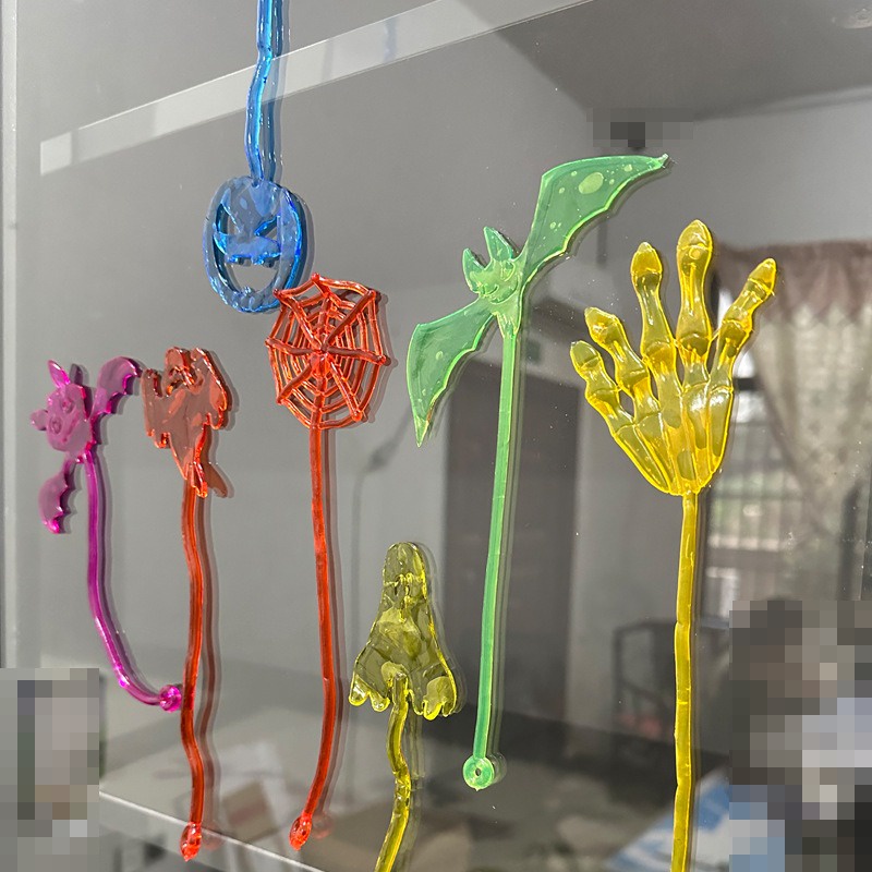 Halloween vui nhộn dơi ma bàn tay bí ngô đồ chơi đàn hồi dính màu rắn có thể co giãn đàn hồi đồ chơi dính cho trẻ em quà tặng