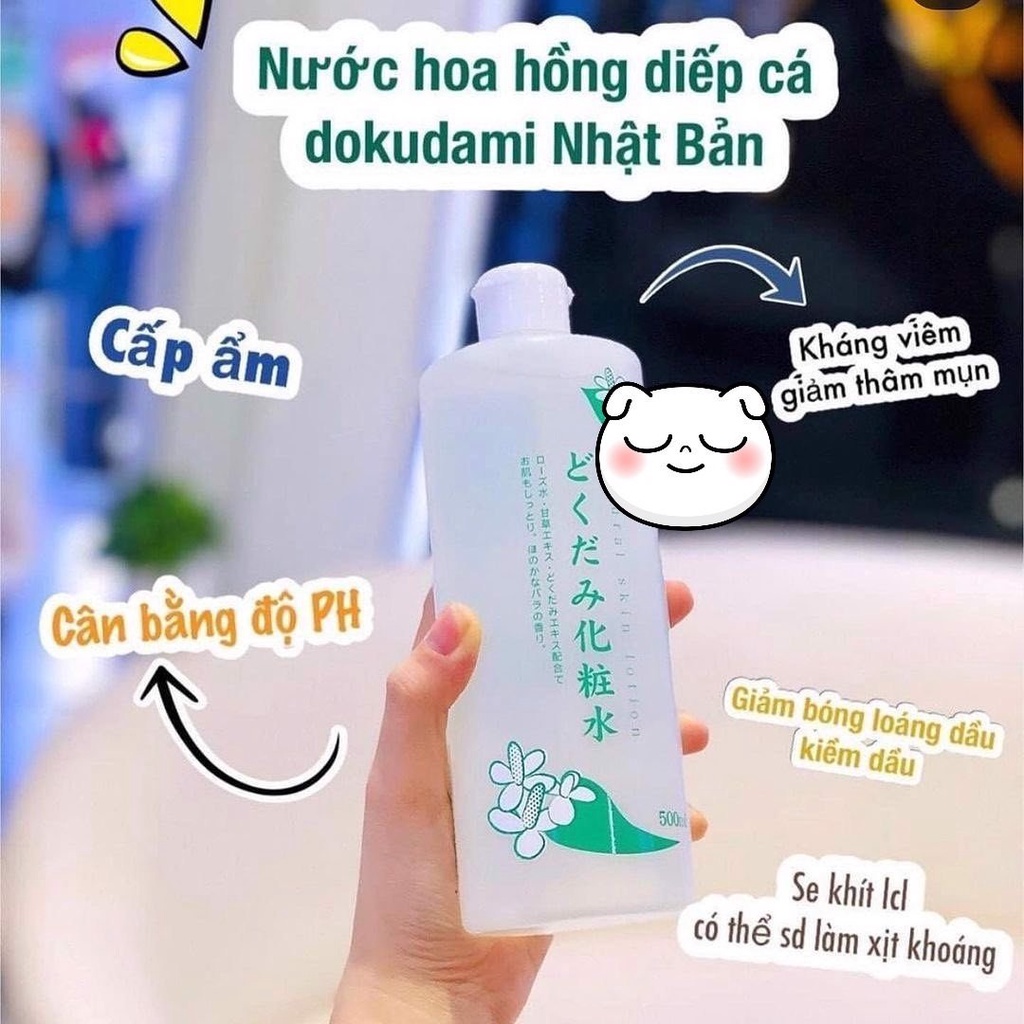 Nước hoa hồng diếp cá/ Tía tô Dokudami Natural Skin Lotion 500ml - Hatomugi