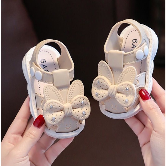 C-FOOT GIÀY SANDAL NƠ THỎ TẬP ĐI ĐẾ CAO SU DẺO CHO BÉ