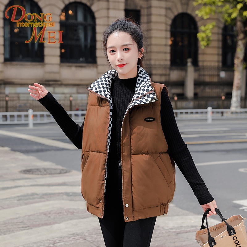 2023 stand-up collar down cotton vest nữ phiên bản hàn quốc phong cách mới áo ghi lê ngoài vest ghi lê áo khoác nữ rời
