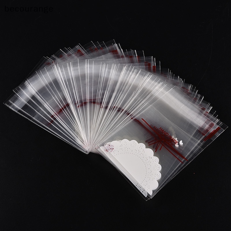 100 cái ren trắng tự dính cookie gói kẹo túi quà tặng giấy bóng kính sinh nhật