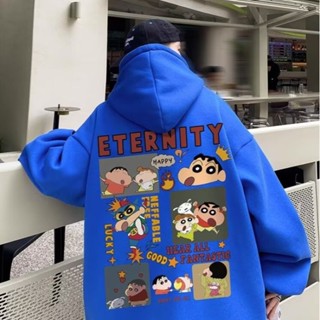  áo hoodie nam big size M-8XL  có size 30 kg_130 kg  Áo hoodie cotton Nhung Dày Tay Dài in Crayon Shinchan Phong cách Âu Mỹ Thời Trang Mùa Thu Mới Cho Nam 