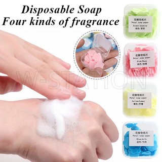 Hộp giấy xà phòng rửa tay / xà phòng hình cánh hoa mini dùng 1 lần