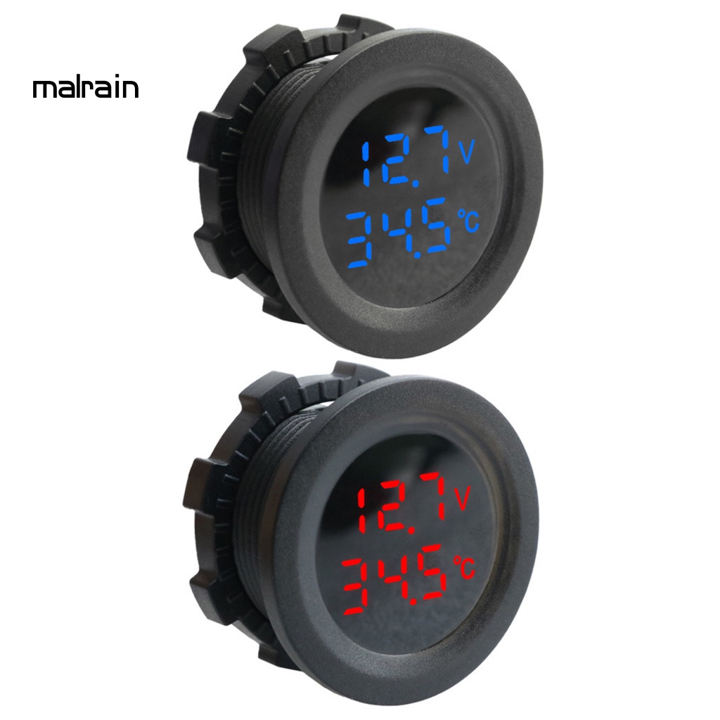Vôn Kế Kỹ Thuật Số Cảm Ứng Nhiệt Độ Màn Hình Tròn Chuyên Dụng Cho Xe Hơi / Xe Máy