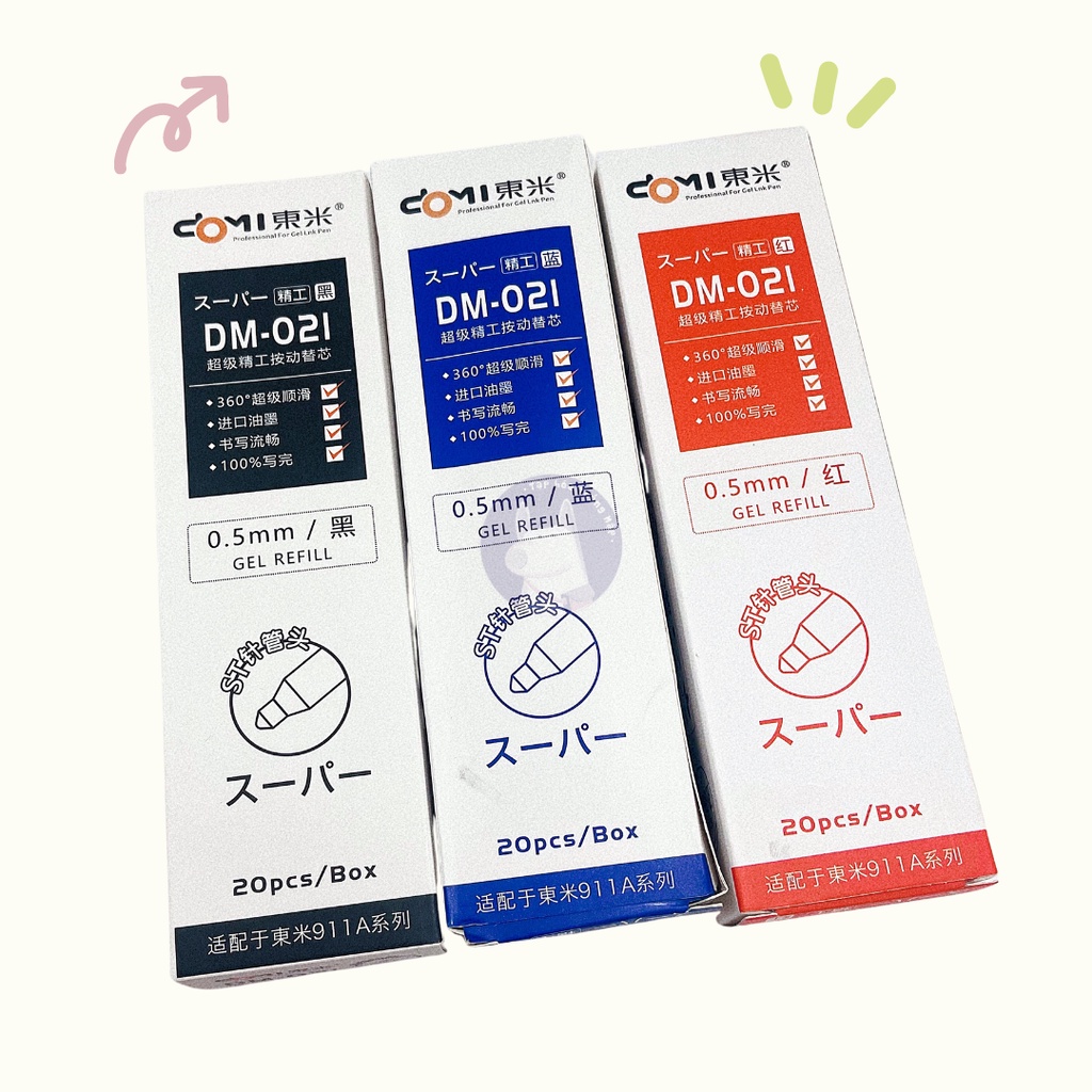 Ngòi bút gel DOMI đầu kim 0.5mm, ruột bút thay thế chất lượng cao