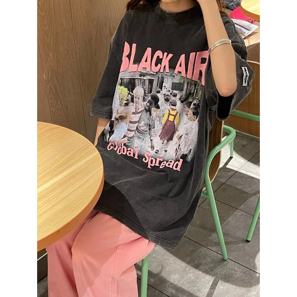 HIIXIIVI Mới Áo Thun 100% Cotton Tay Ngắn Dáng Rộng In Hình Cá Tính