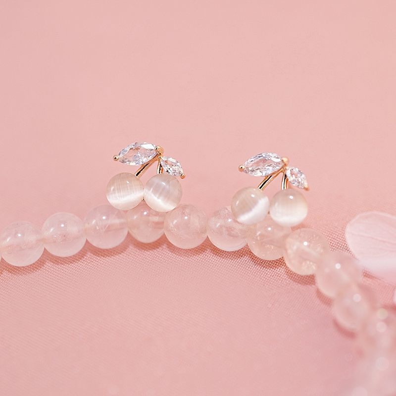 Bông Tai Mạ Bạc Đính Đá Opal Đơn Giản Thời Trang Mùa Hè