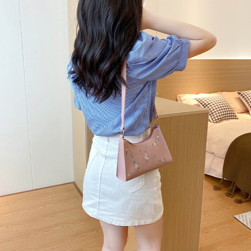 Túi Xách Da PU Mềm Phối Ren Hoa Thời Trang Cho Nữ