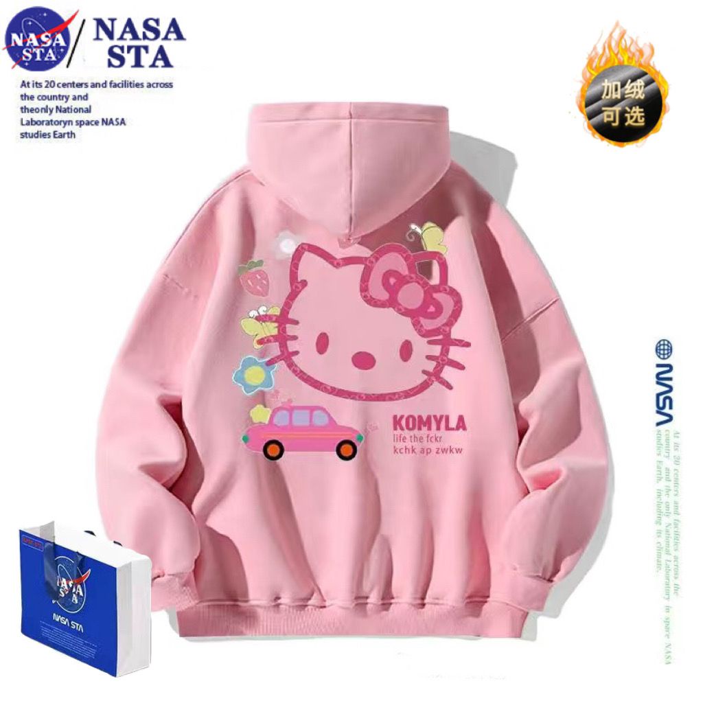 Nasasta Áo Khoác Lông Cừu In Hình Hello Kitty Màu Hồng Ngọt Ngào Dễ Thương Phong Cách Nhật Bản Cho Cặp Đôi ZD8Q