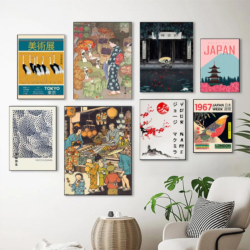 Tranh Vải Bạt Treo Tường In Hình Katsushika Hokusai Trang Trí Nhà Cửa Phong Cách Vintage Nhật Bản