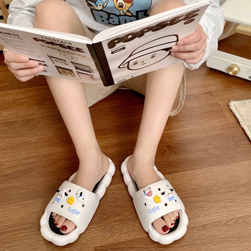 195.Dép Đi Trong Nhà Đế Dày Siêu Nhẹ In Họa Tiết Hoạt Hình Dễ Thương Cho Nữ