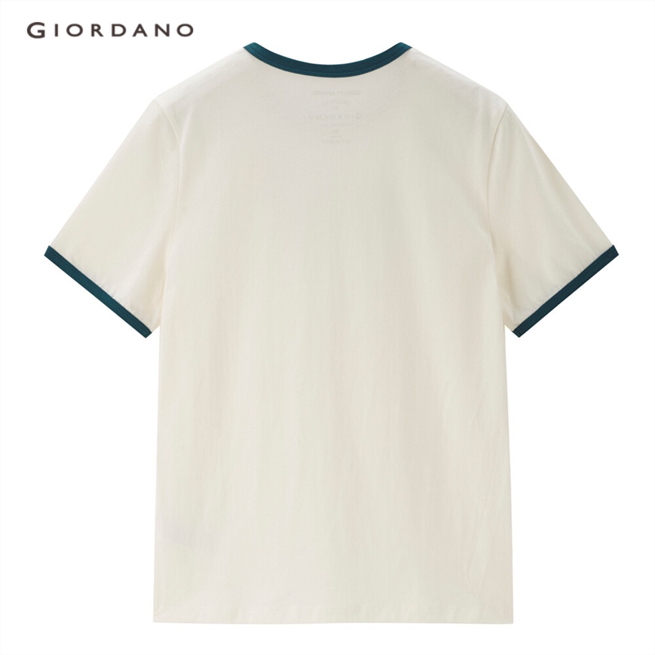 GIORDANO WOMEN Flower crochet contrast color cotton tee 05323434