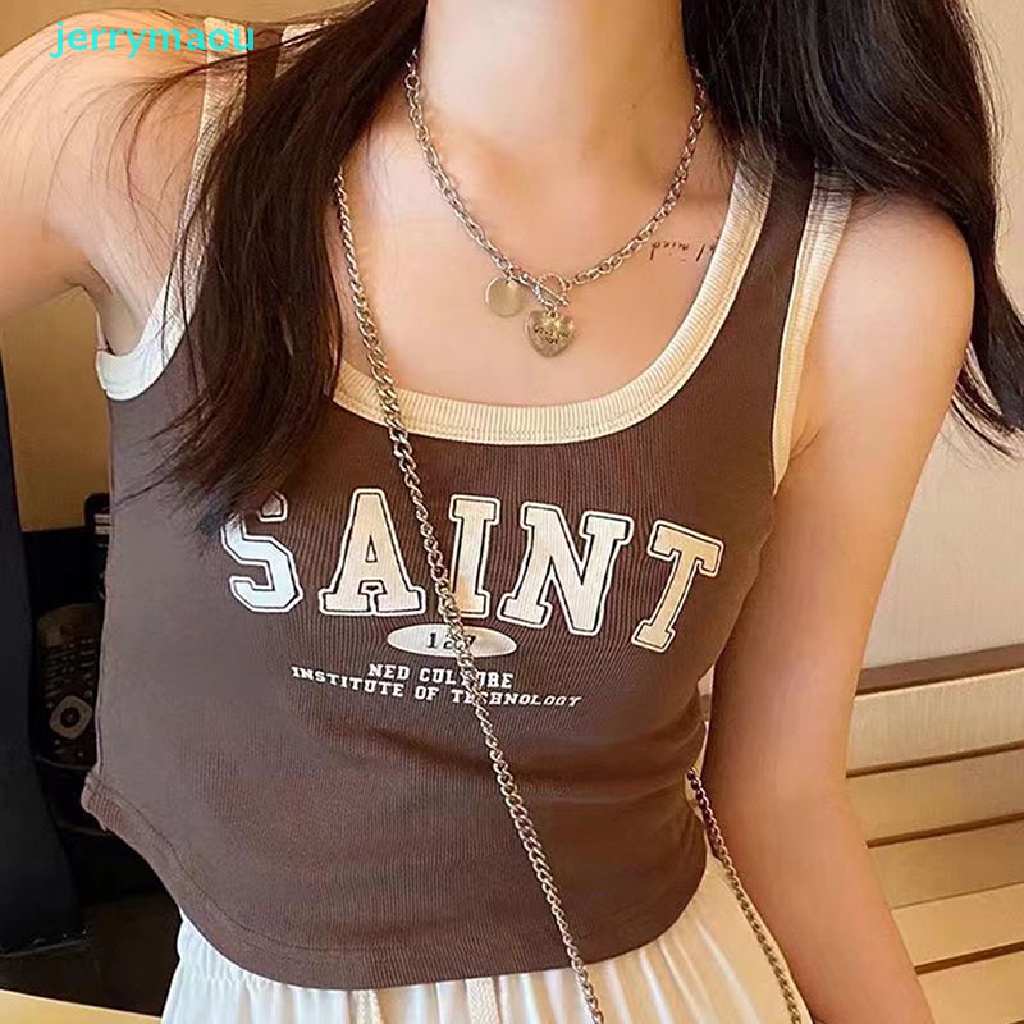 Áo Thun Thể Thao Không Tay In Chữ Ngọt Ngào Thời Trang Mùa Hè Hàn Quốc Cho Nữ