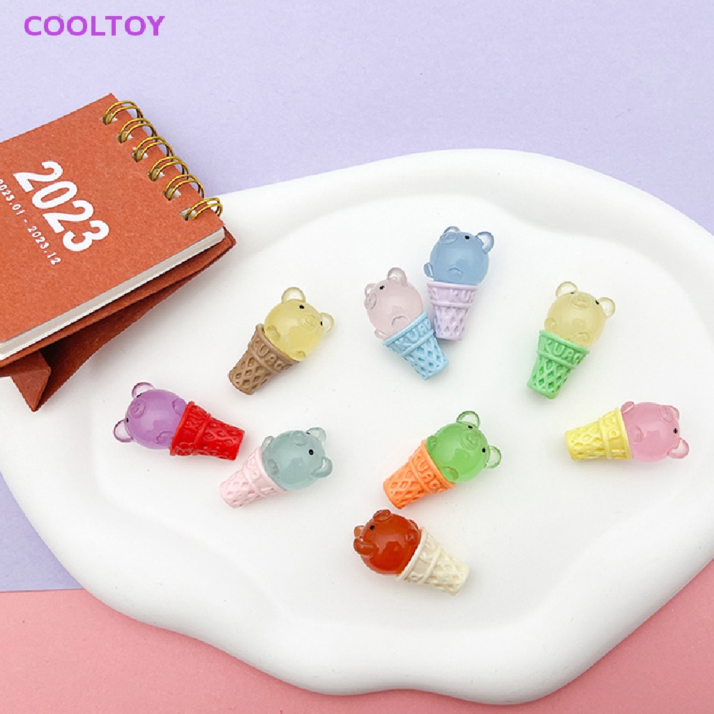 Cooltoy Bộ 2 Cây Kem Gấu Mini Bằng Nhựa Resin Phát Sáng Trong Bóng Tối Dễ Thương