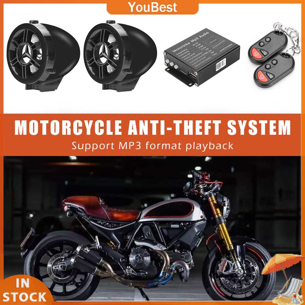 Loa Khuếch Đại Âm Thanh Mp3 Fm Radio Bluetooth Điều Khiển Từ Xa Cho Xe Máy