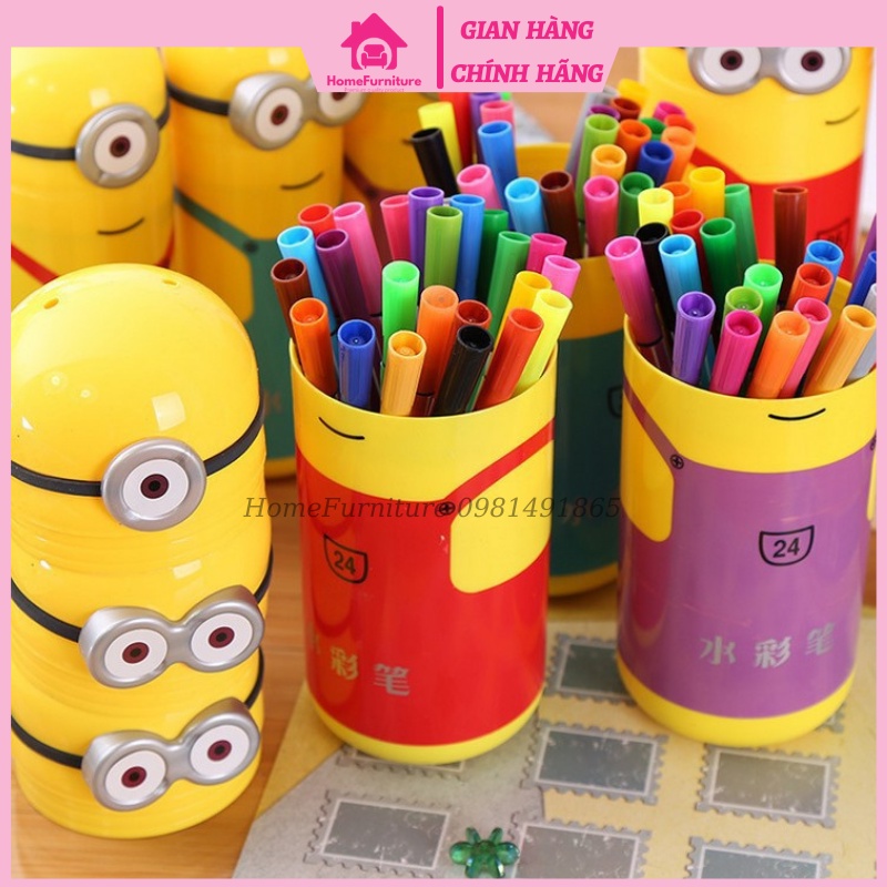 Bút Lông Màu Dạ Nước 12 Màu Minion Vẽ Lên Mặt Bàn Dễ Dàng Tẩy Xoá Màu Mực Đều Lau Chùi Được HomeFurniture