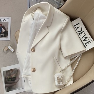 Off-white áo khoác vest ngắn tay phong cách thời trang mùa hè cho nữ