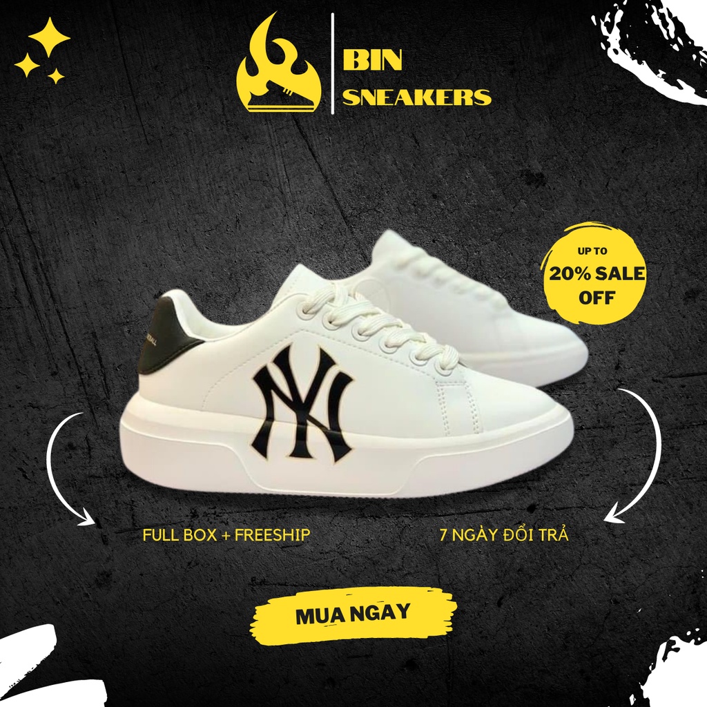 Giày sneaker nam nữ MLB NY, LA mẫu mới chuẩn 11 Full Box - Giày hot trend 2022 độn đế cao cấp full phụ kiện