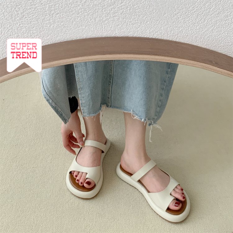 Dép Sandal Mũi Tròn Màu Trơn Thoải Mái Thời Trang Mới Dễ Phối Đồ