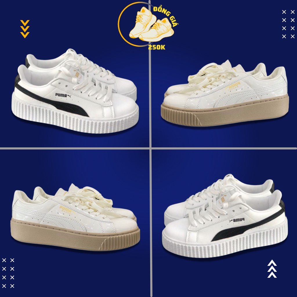 Giày thể thao 𝑷𝒖𝒎𝒂 đế nâu, 𝑷𝒖𝒎𝒂 trắng sọc đen Full Box - giày 𝑷𝒖𝒎𝒂 nữ độn đế tăng chiều cao full pk