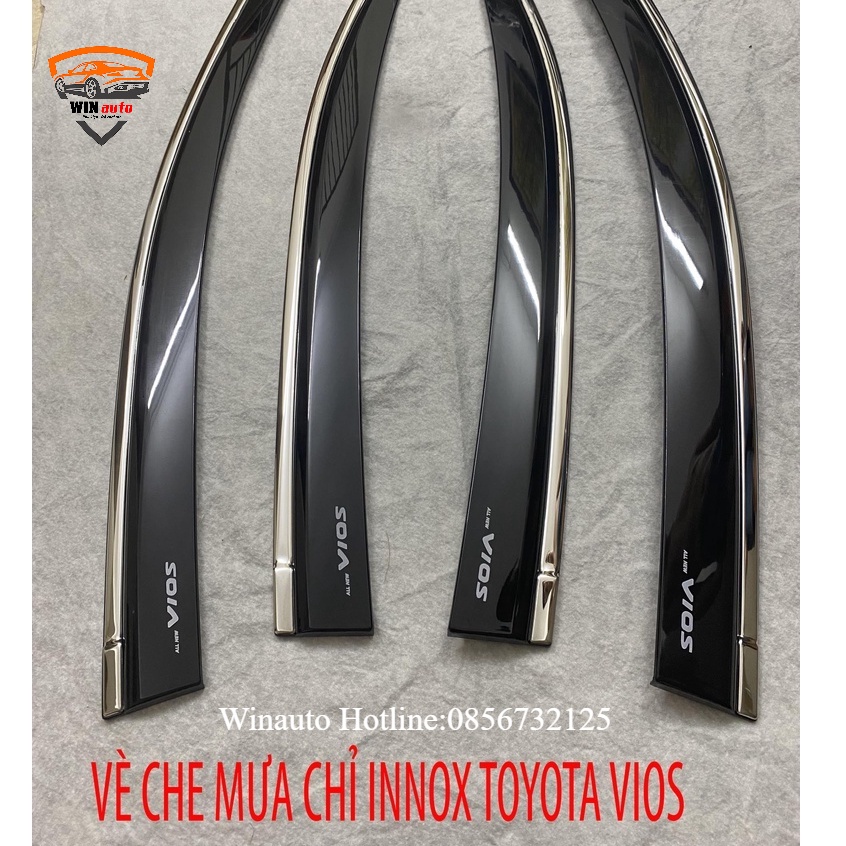 Vè che mưa xe Toyota Vios 2014 - 2017 chỉ inox cao cấp
