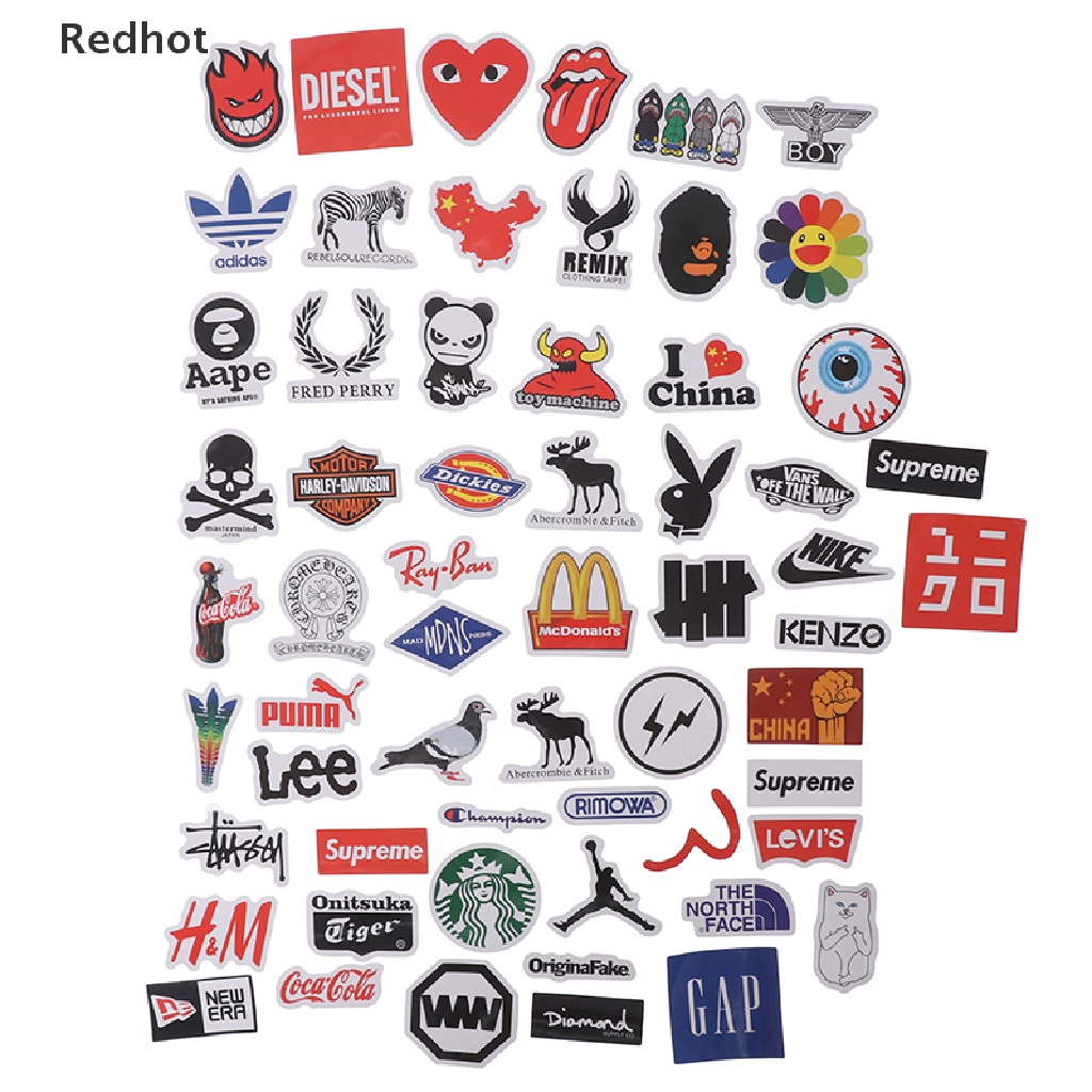 Bộ 60 Hình Dán Logo Trang Trí Xe Hơi / Ván Trượt / Laptop / Guitar / Laptop