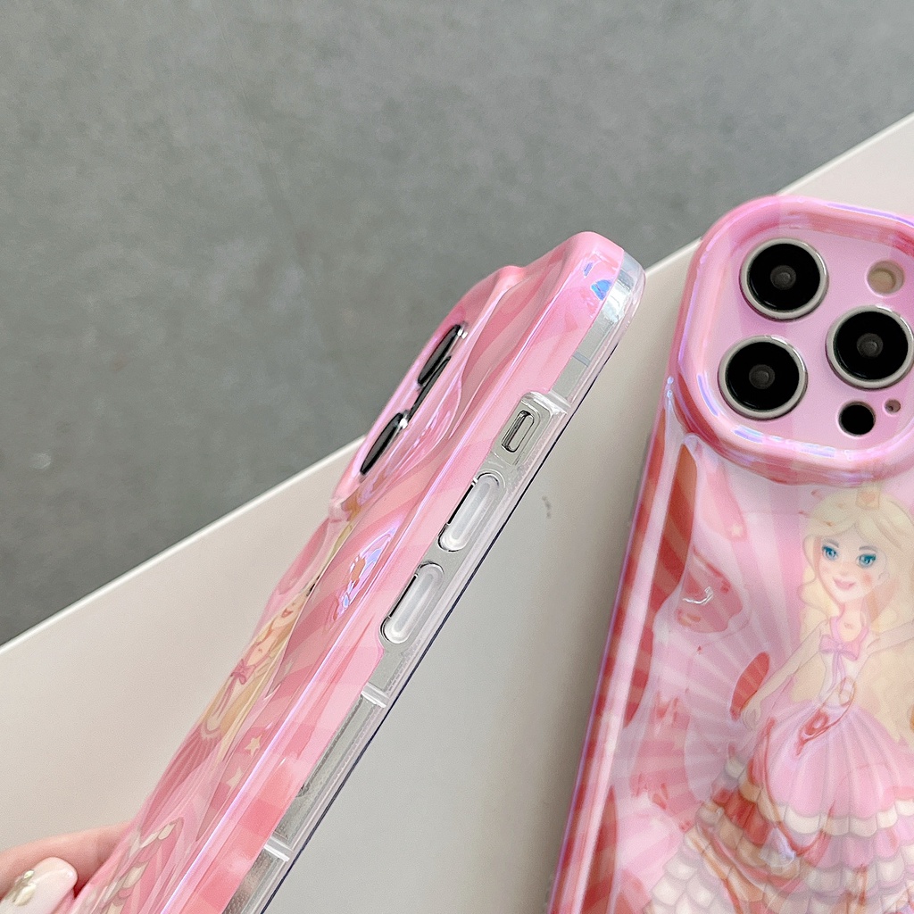 Ốp Điện Thoại TPU Màu Blue-ray Họa Tiết Công Chúa Dễ Thương Chống Sốc Kèm Dây Đeo Cho IPhone 14 13 12 11 Pro Max