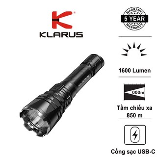 Đèn pin chiếu xa klarus xt12gt pro độ sáng 1600 lumen chiếu xa 850m kèm pin 21700 5000mah usb-c