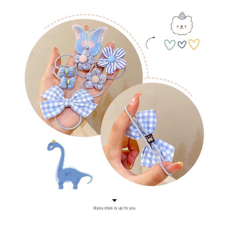 10 Dây Buộc Tóc Nơ Hoạt Hình Co Giãn Cao Cấp Cho Bé Gái Phong Cách Hàn Quốc