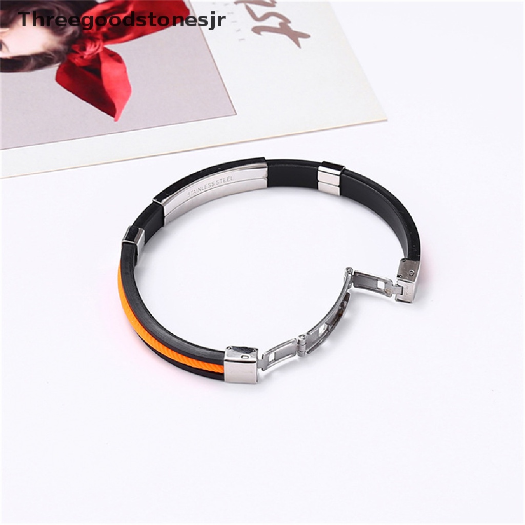 Vòng Tay Silicone Unisex Phối Thép Titan Thanh Lịch JR