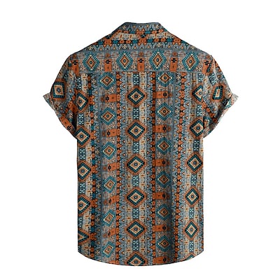 Áo Sơ Mi Nam Tay Ngắn In Họa Tiết Bộ Lạc Hawaii Cổ Điển Màu Xanh Navy Bầu Trời Xanh Dương Cà Phê Cầu Vồng Phong Cách Đường Phố