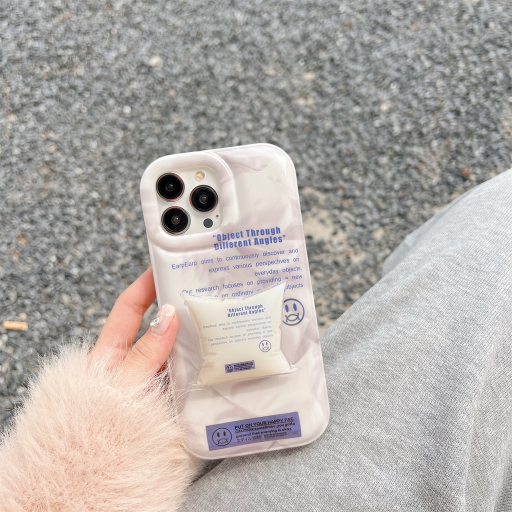 Ốp Điện Thoại TPU Dẻo Họa Tiết Mặt Cười Kèm Giá Đỡ Chống Sốc / Rơi Cho iphone 14 Pro Max 13 12 11